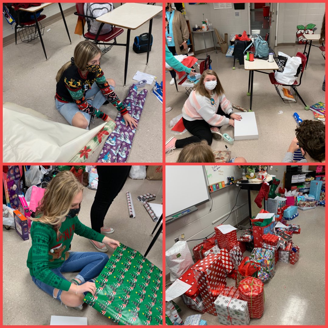 CentralRedDevil's tweet photo. CHS @RedDevilBeta sponsored 7 children for Christmas. Members brought gifts from each child’s wish list and then wrapped them to be delivered for Christmas. 🤘🎄 https://t.co/Jzd9IkERic