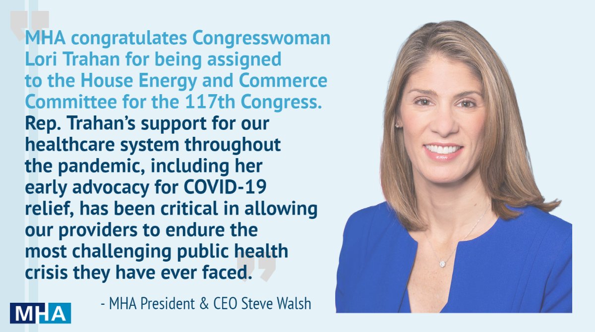 MAHealthHosp's tweet photo. A big congratulations to @RepLoriTrahan for being assigned to the @EnergyCommerce committee. 

We know that her dedication and expertise will be of tremendous benefit to the committee as it tackles issues like funding for public health and Medicaid, and healthcare affordability. https://t.co/zizlTjdWEW