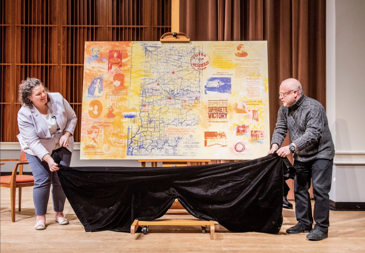 INSuffrage100's tweet photo. Earlier this year we collaborated with @thepolicycircle to launch a new brief on Indiana women's suffrage and to unveil a special commemorative artwork by Walter Knabe. #19Moments https://t.co/8gNdhwYnbD https://t.co/FcoI0D0mui