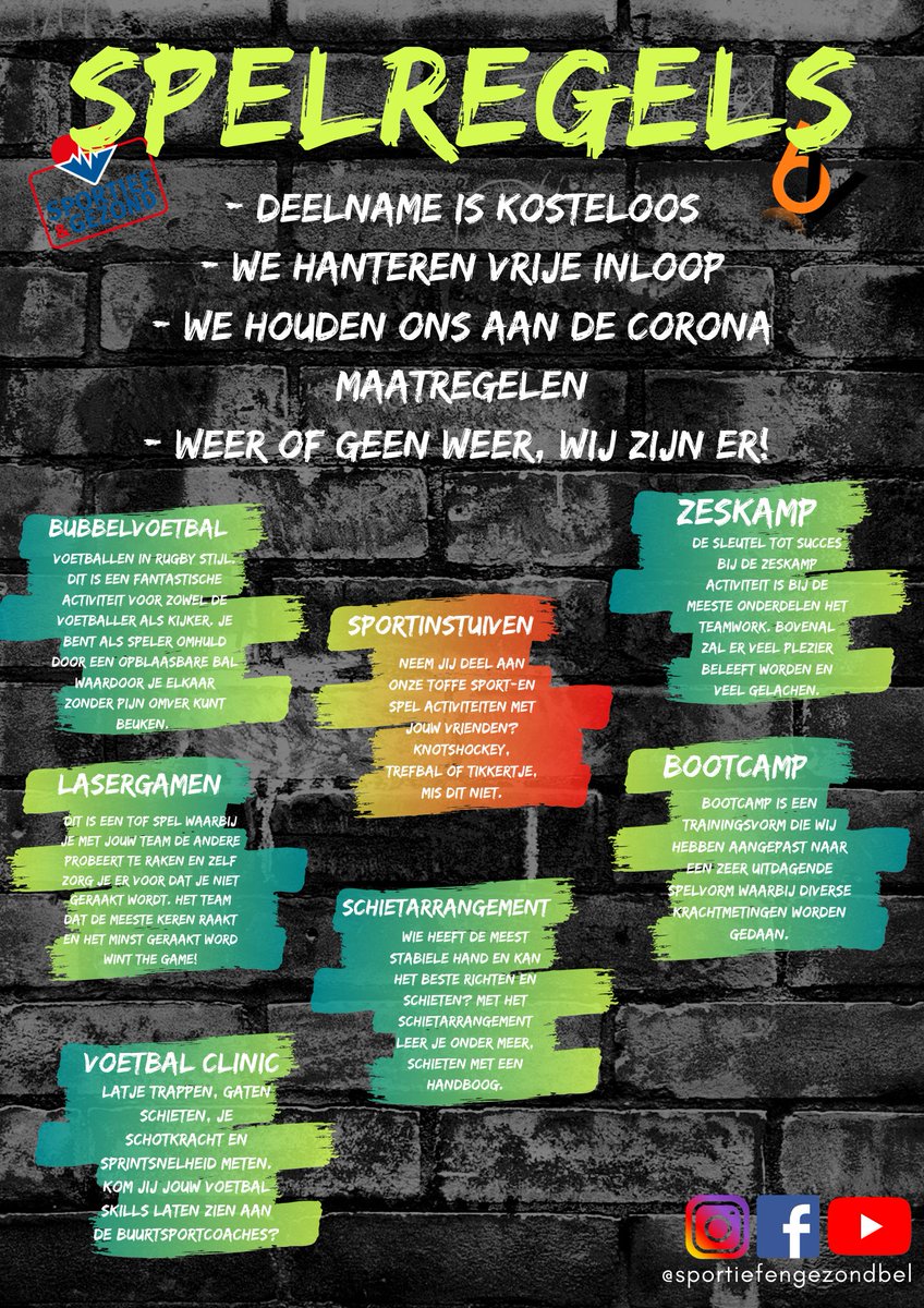 In de kerstvakantie organiseert Sportief &amp; Gezond BEL leuke outdoor activiteiten voor kinderen en jongeren. Bijvoorbeeld Lasergamen, Zeskamp, Bootcamp. Gratis en met vrije inloop. Kijk voor een overzicht: bit.ly/3nyhEKL