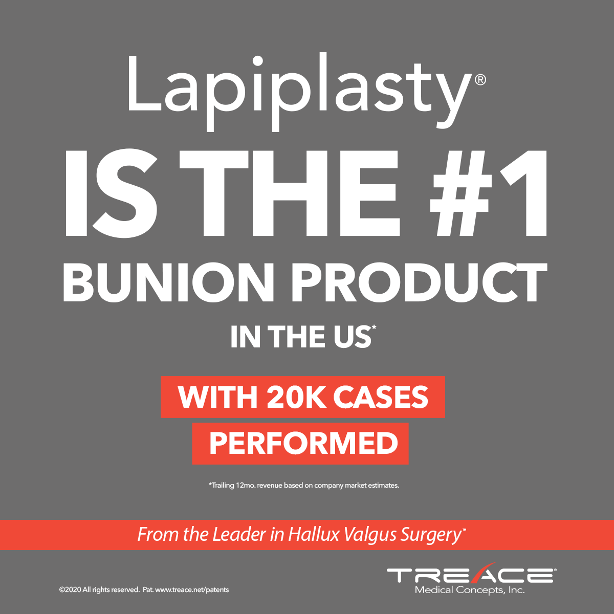 With over 20,000 patients treated, visit Lapiplasty.com to learn why the Lapiplasty® System is the #1 Bunion Product in the US.  

[Trailing 12 mo revenue based on Company market estimates] 

#lapiplasty #fixitrightthefirsttime #evidencebasedsolution #bunion