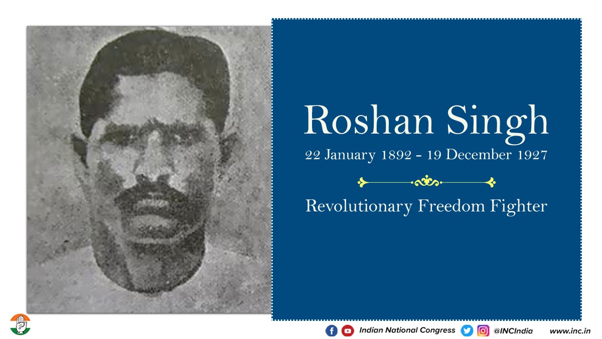INCIndia's tweet image. We salute Thakur Roshan Singh, a revolutionary freedom fighter, known for his valor and devotion for the cause of India's independence.