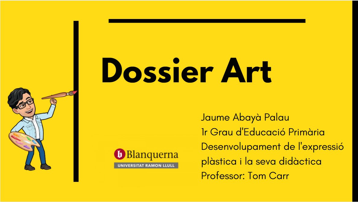 jaumeducacio's tweet photo. Vaig utilitzar Canva per realitzar el meu dossier d'art, també l'app Bitmoji per a crear un avatar personal per donar-li un toc artístic i distintiu.

Us deixo aquí la portada amb aquests elements per si els voleu veure i utilitzar als vostres treballs en un futur! https://t.co/wpdEBow64U