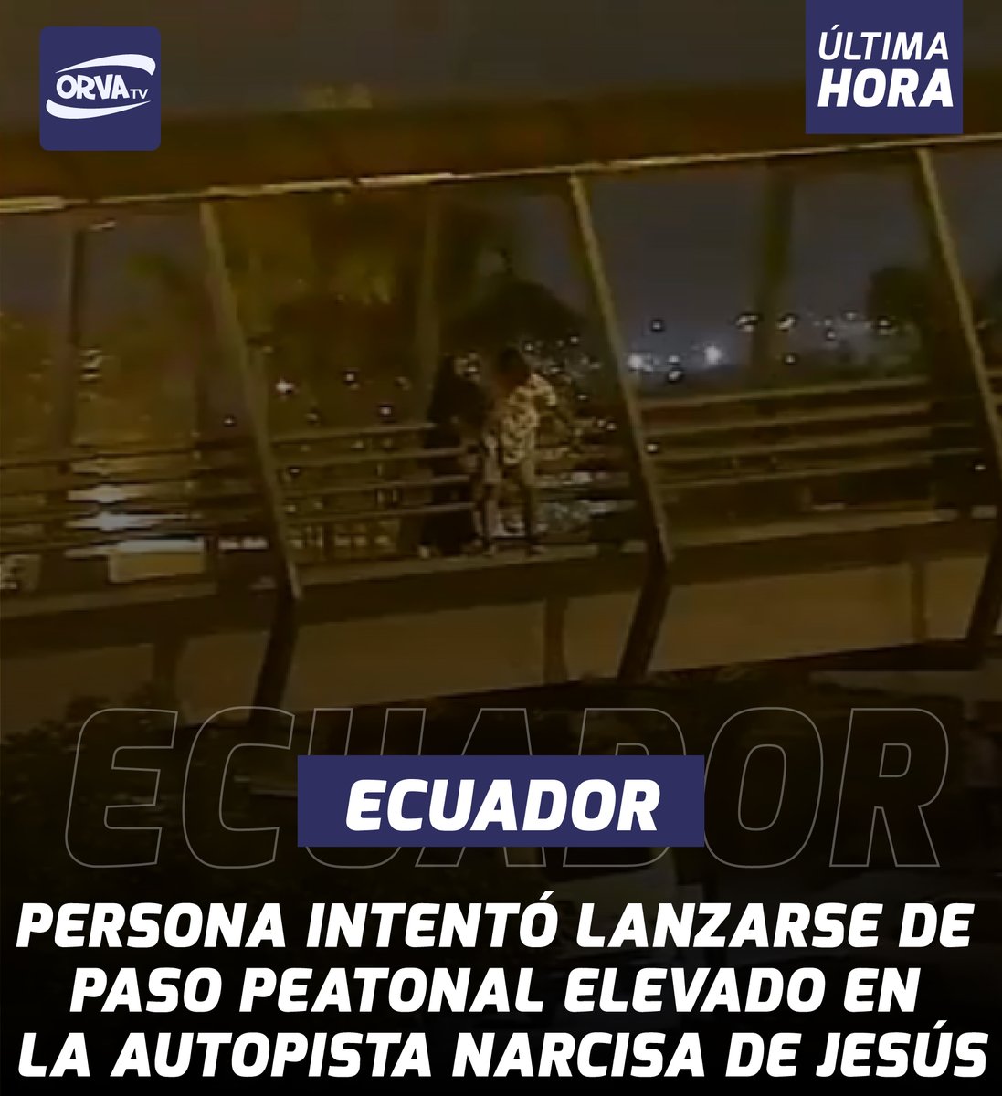 #ATENCION #GUAYAQUIL| La noche del jueves pasado, un hombre intentó lanzarse desde uno de los bordes de esa estructura hacia la calzada, que recibe un alto flujo de vehículos.