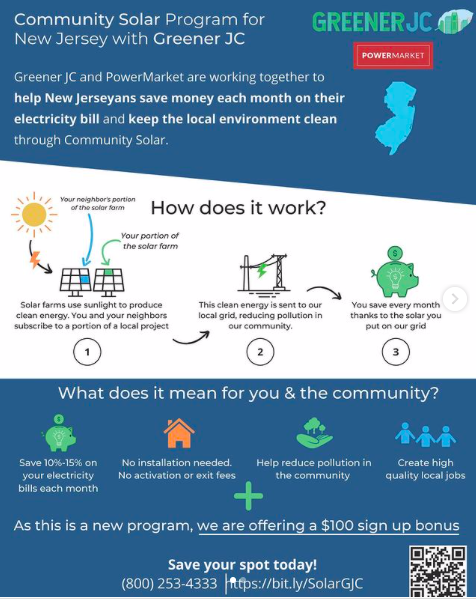 Greener_JC's tweet photo. #JerseyCity, are you ready to join the community solar revolution? Through Greener JC's partnership with PowerMarket, JC residents can save 10%-15% on monthly electricity bills & support clean local energy! Learn more & sign up: https://t.co/Z1oKybGOWj
#CommunitySolar #GreenerJC https://t.co/Z96d0umhMs