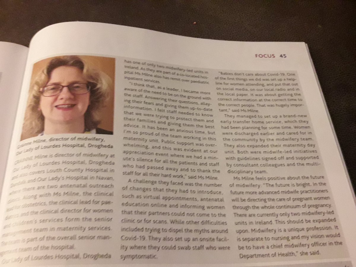 What a week for our fab DOM @gra_milne12 Conferred with a fellowship from @RCSI_FacNurMid on Monday and now appearing in this months WIN magazine @INMO_IRL for leadership during the pandemic. So well deserved #leadership #valuesinaction #teamspirit