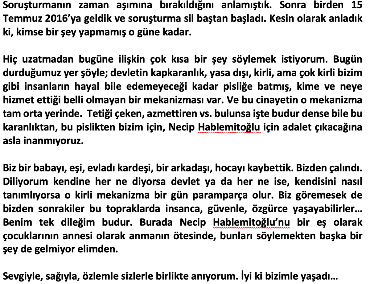 s_hablemitoglu's tweet photo. Bugün Karşıyaka'da bizimle olan herkese çok teşekkürler. Çeşitli mecralarda yer aldı sanırım. Ancak, ben yine de söylediklerimin tamamını buraya bırakıyorum. Ruhu şad olsun; sevgi, saygı ve özlemle... #NecipHablemitoğlu https://t.co/HS8iJuk6xd
