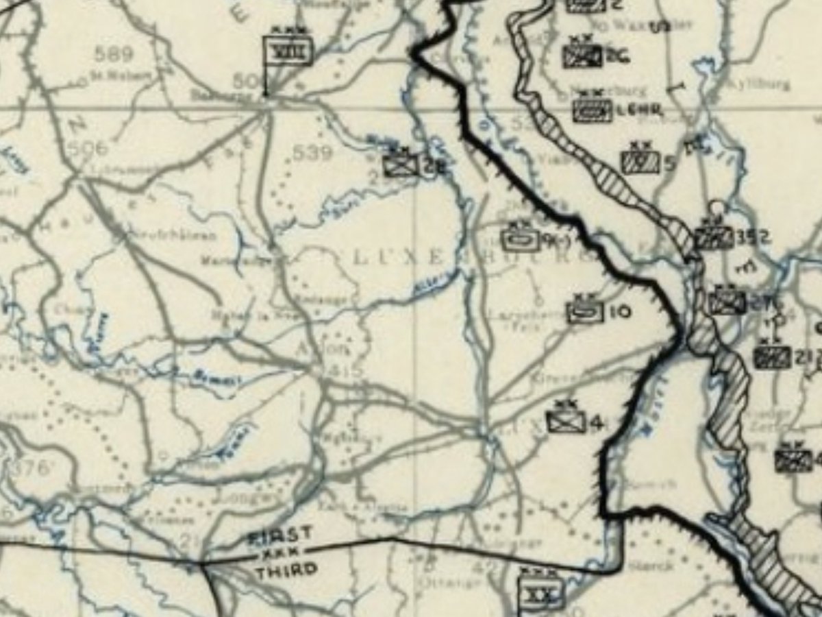 18th December 1944Wacht am Rhein - D+2The US Twelfth Army Group situation map shows the 9AD moved to the SE of the 109th, nearer supporting US troops than their own Div units.5FJD have disengaged with 109th during the previous night & continued west.1)