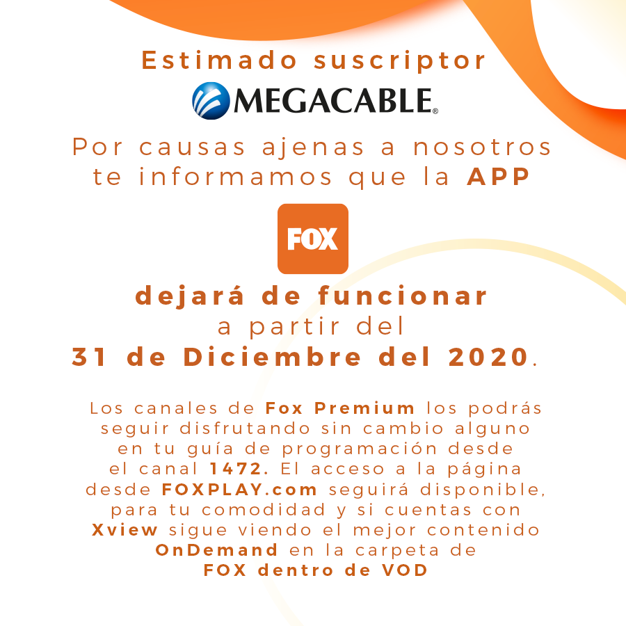 Megacable's tweet photo. ⚠Información importante para todos los usuarios de la aplicación #FOXApp⚠ https://t.co/aIHhA4iSZW