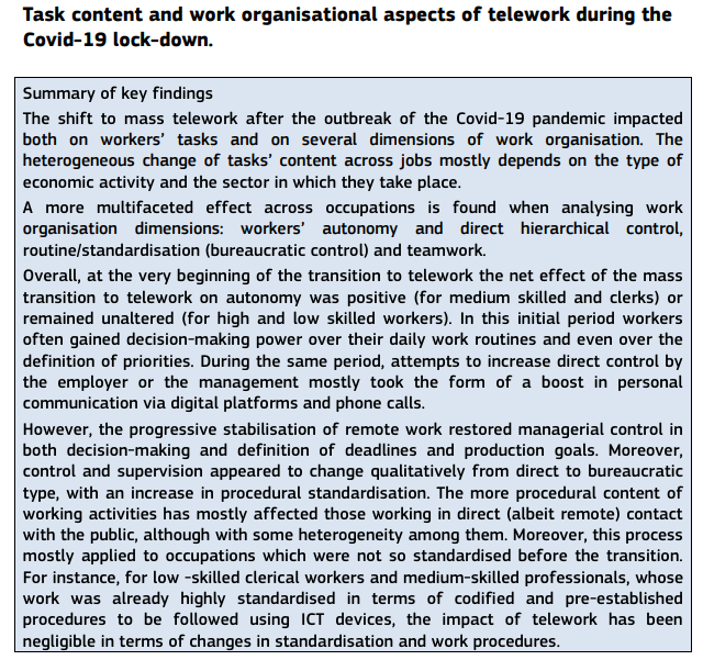 erimbau's tweet photo. #Telework, #workorganisation and #jobquality during the #COVID19 crisis. A qualitative study
Report, pdf 38 pp
https://t.co/PNDP8xLcDc https://t.co/eEFFFL6g2X