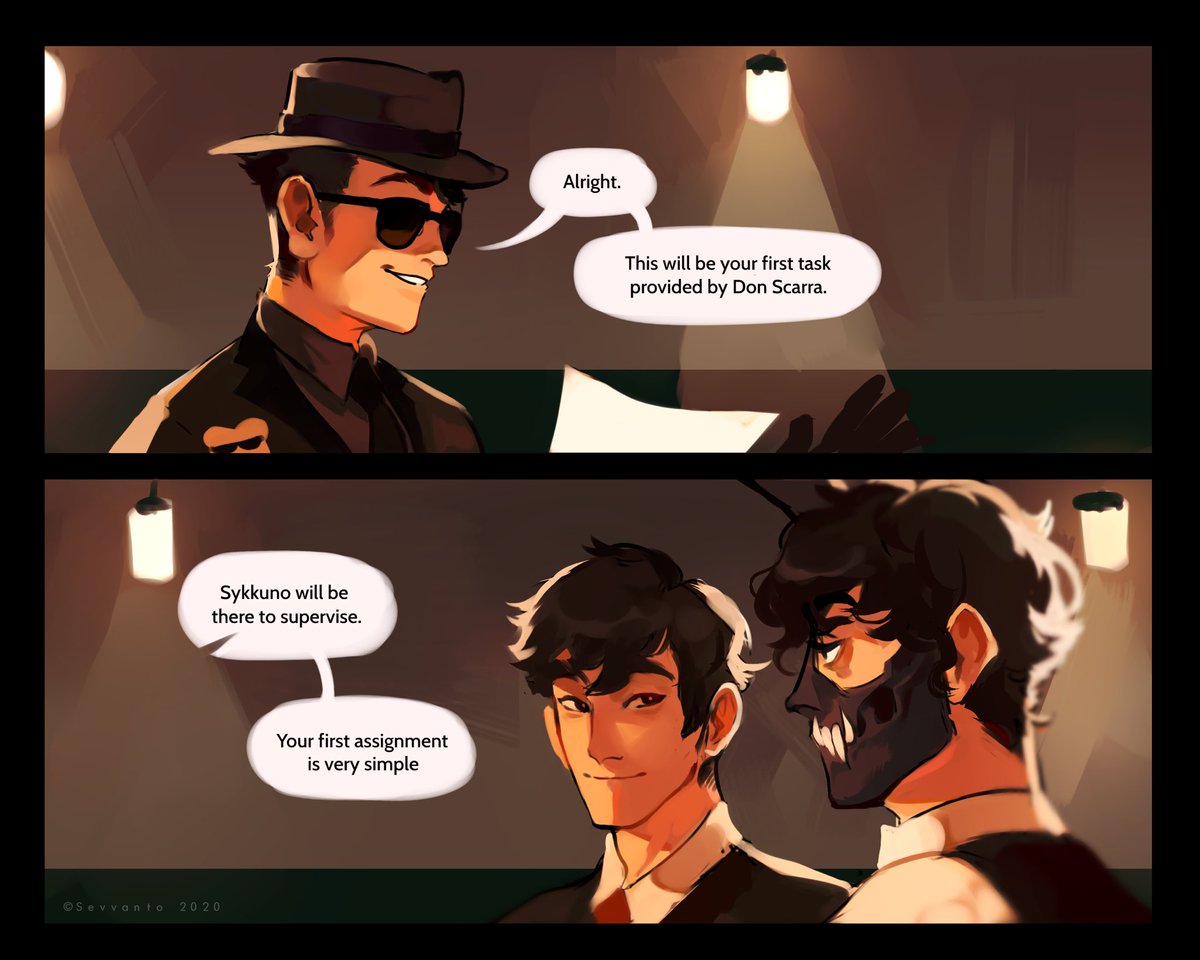 Sevvanto's tweet photo. Toast is preparing Corpse to his first Assignment as part of the Cartel.

Comfy Cartel Part 5 1/2 https://t.co/ITmhnYsGQp