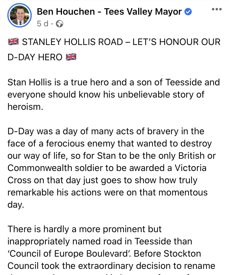HOUCHEN HANGS A MONKEYBen Houchen wants to rename Teesside’s most “inappropriately named” road.TVM would like to help him through his contradictions.