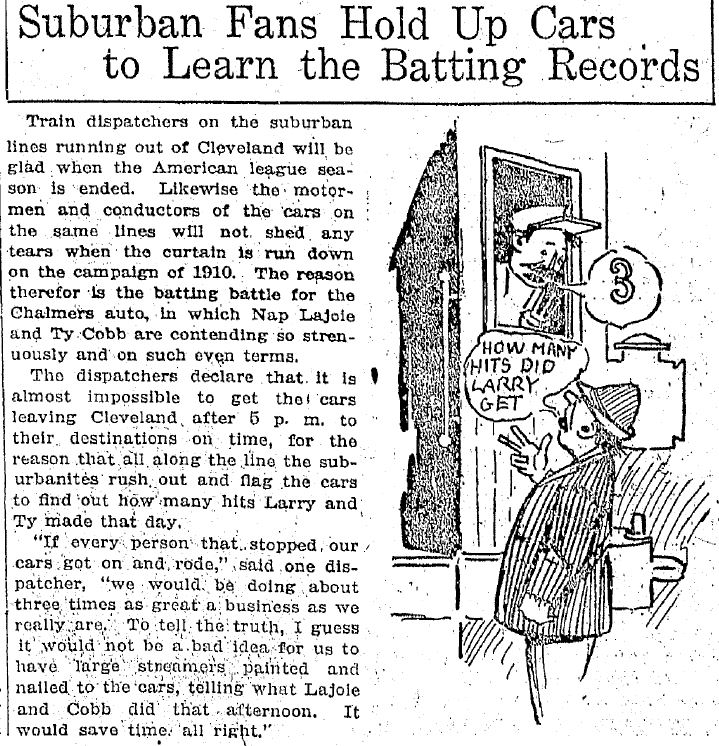 With Cleveland and Detroit out of the pennant race, fans gravitated to the auto chase and it caught a lot of news coverage.