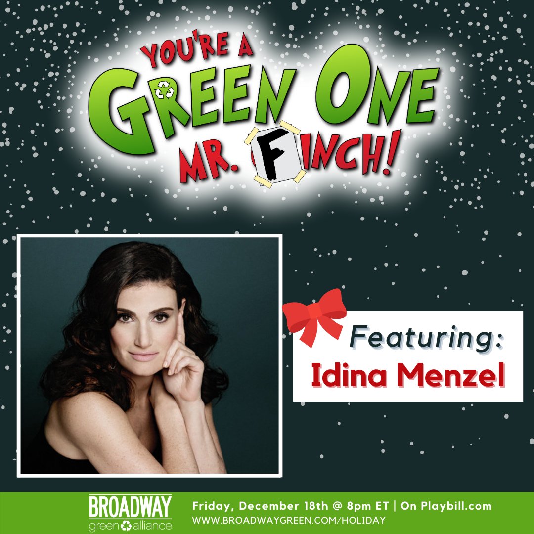 WICKED_Musical's tweet photo. We’re thrillified tonight is finally here. 💚❄️ Tune in on @Playbill at 8PM ET tonight to watch @idinamenzel and more of your Broadway favorites perform in @broadwaygreen’s “You’re a Green One, Mr. Finch!” to benefit a more sustainable future. #WICKED https://t.co/6KvLR9H0KF