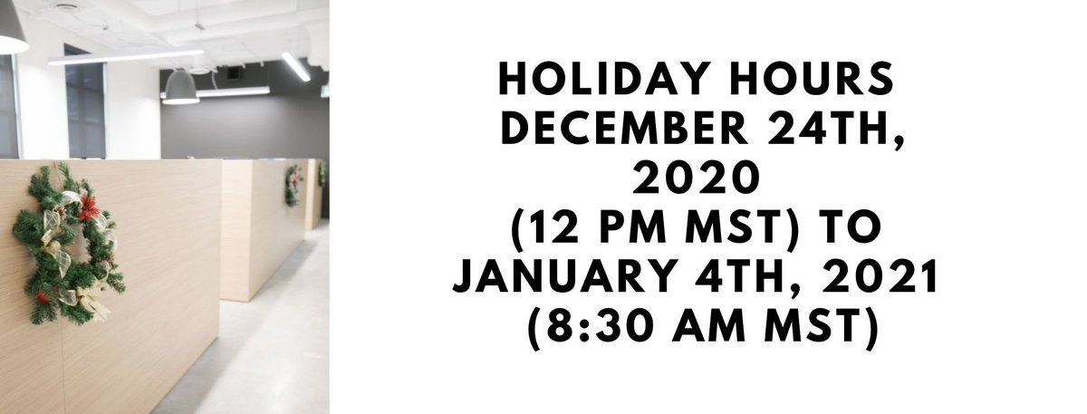 To all our valued clients and trusted partners, 
Stride Capital will be closed December 24, 2020 (12 PM MST) reopening  January 4, 2021 (8:30 AM MST).

Happy Holidays!
The Stride Capital Team