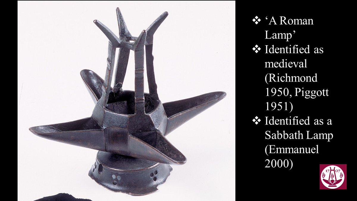 Originally believed to be  #Roman, later research (during the 20th century) demonstrated that it was  #medieval in date, and in 2000 it was identified as a  #Jewish  #Sabbath lamp  #SocAntiquaries 3/