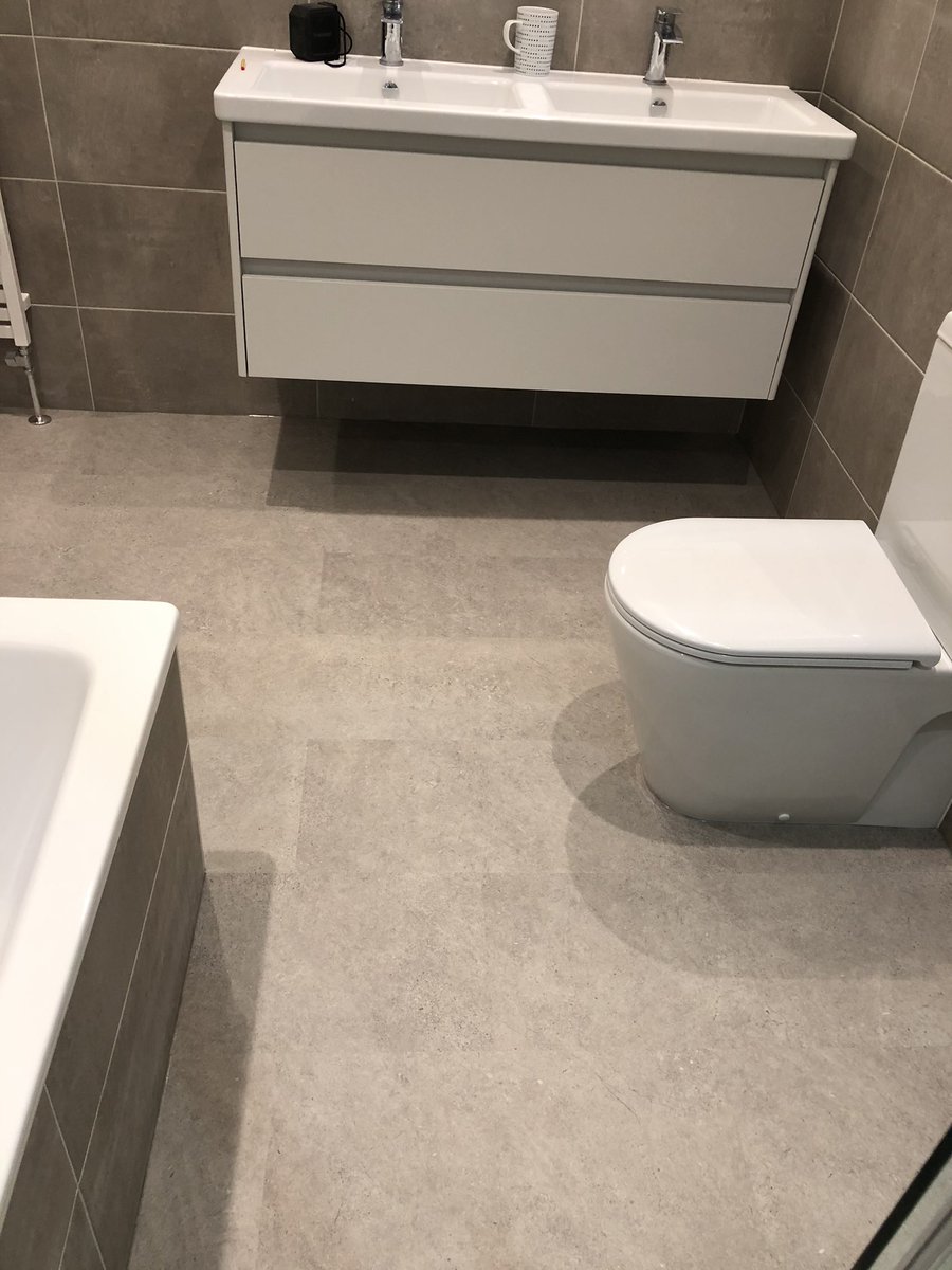Polyflor Camaro Burnished concrete to bathroom today ..<a href="/Polyflorltd/">Polyflor</a>