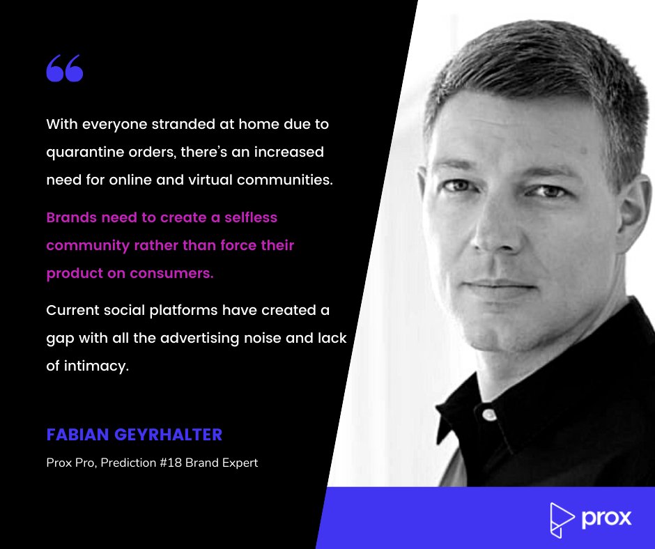 prox_app's tweet photo. >>Predictions for 2021 from 21 Prox Experts<<
Prox Prediction No. 18 comes from Fabian Geyrhalter CEO of @FINIENInsights top #brand expert & #ProxPro about branding and community development >> https://t.co/bCwgQmE80Y https://t.co/BKsxY7p6Ov