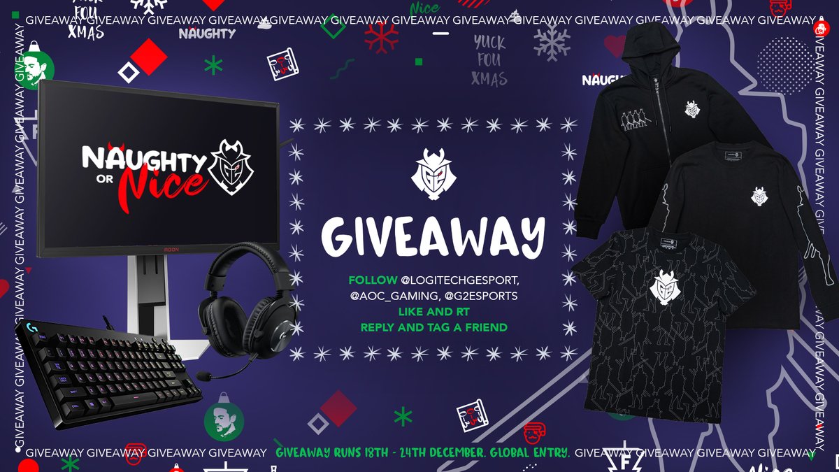 G2 Esports (@g2esports) on Twitter photo NICE!
Win one of these INSANE prizes!
✅ Follow <a href="/G2esports/">G2 Esports</a> <a href="/LogitechGesport/">Logitech G esports</a> and @AOC_Gaming
❤🔁 Like and Retweet
💬 Tag a friend NICE!
Win one of these INSANE prizes!
✅ Follow <a href="/G2esports/">G2 Esports</a> <a href="/LogitechGesport/">Logitech G esports</a> and @AOC_Gaming
❤🔁 Like and Retweet
💬 Tag a friend