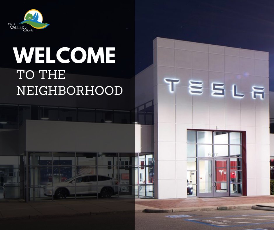 The City of Vallejo welcomes our new neighbor, Tesla, to the Gateway Plaza!

#Vallejo #CityofVallejo #VallejoCalifornia #Tesla #TeslaMotors #Tesla