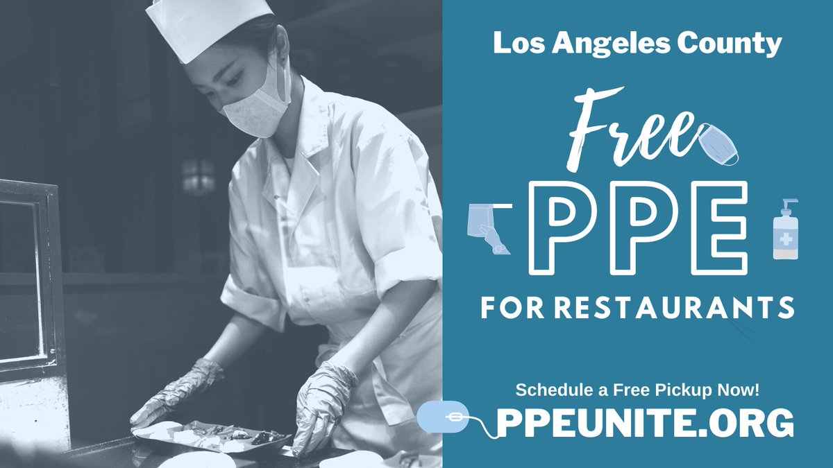 LACbizdev's tweet photo. #PPEUnite offers FREE #PPE for LA County #smallbusinesses including our #restaurants. When will you pick up your 30-day supply of PPE? Supplies are limited, schedule an appointment now! https://t.co/2H2aVJ4CB6