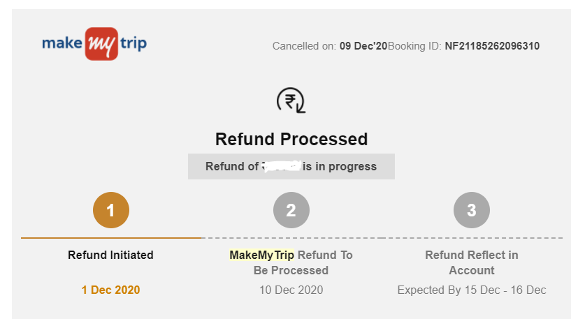 rameshc05's tweet photo. @makemytrip @MakeMyTripIndia @makemytripcare 

I received the mail 9th Dec. 2020 but still the amount is not reflect in MyWallet. How many days will take to refund the amount in My Wallet? https://t.co/AxhaQtvZPe