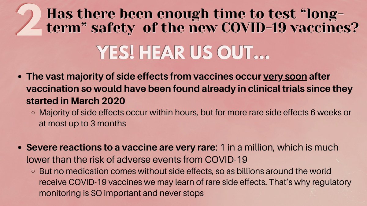 The vast majority of side effects from vaccines occur VERY SOON after vaccination -- majority within hours, but for more rare side effects 6 weeks or at most up to 3 months after.Clinical trials for COVID-19 vaccines started in March 2020, so they would have been seen by now.