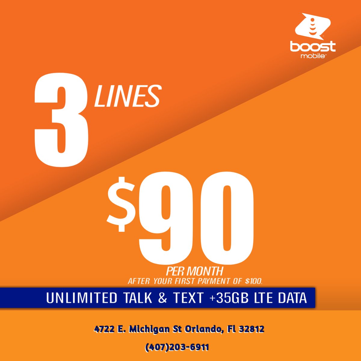 BoostMichigan's tweet image. 3 for $90 Boost Mobile Family Plan Offer Starting Month 2 

11/25/20-1/7/21

Will be offering new (port &amp;amp; non-port) customers 3 new lines for $90* with 35GB of High Speed Data and 30GB of Hotspot. Plus, add a 4th or 5th line for an additional $30 each line.