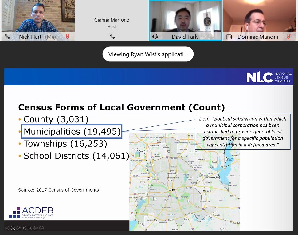 Important to remember -- we have lots of local governments. Lots! That has huge implications for data systems and infrastructure. Happening now -- David Park presents on perspectives from local perspective for  #ACDEB.