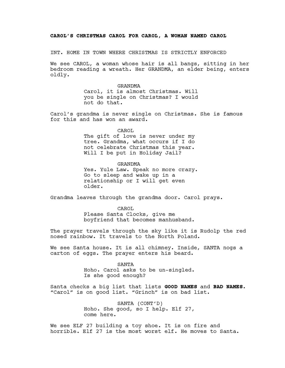 NetflixIsAJoke's tweet photo. We asked @KeatonPatti to force a bot to watch over 1,000 hours of holiday movies and then asked it to write a holiday movie of its own. Here's what it wrote: https://t.co/1swvNdQCGQ