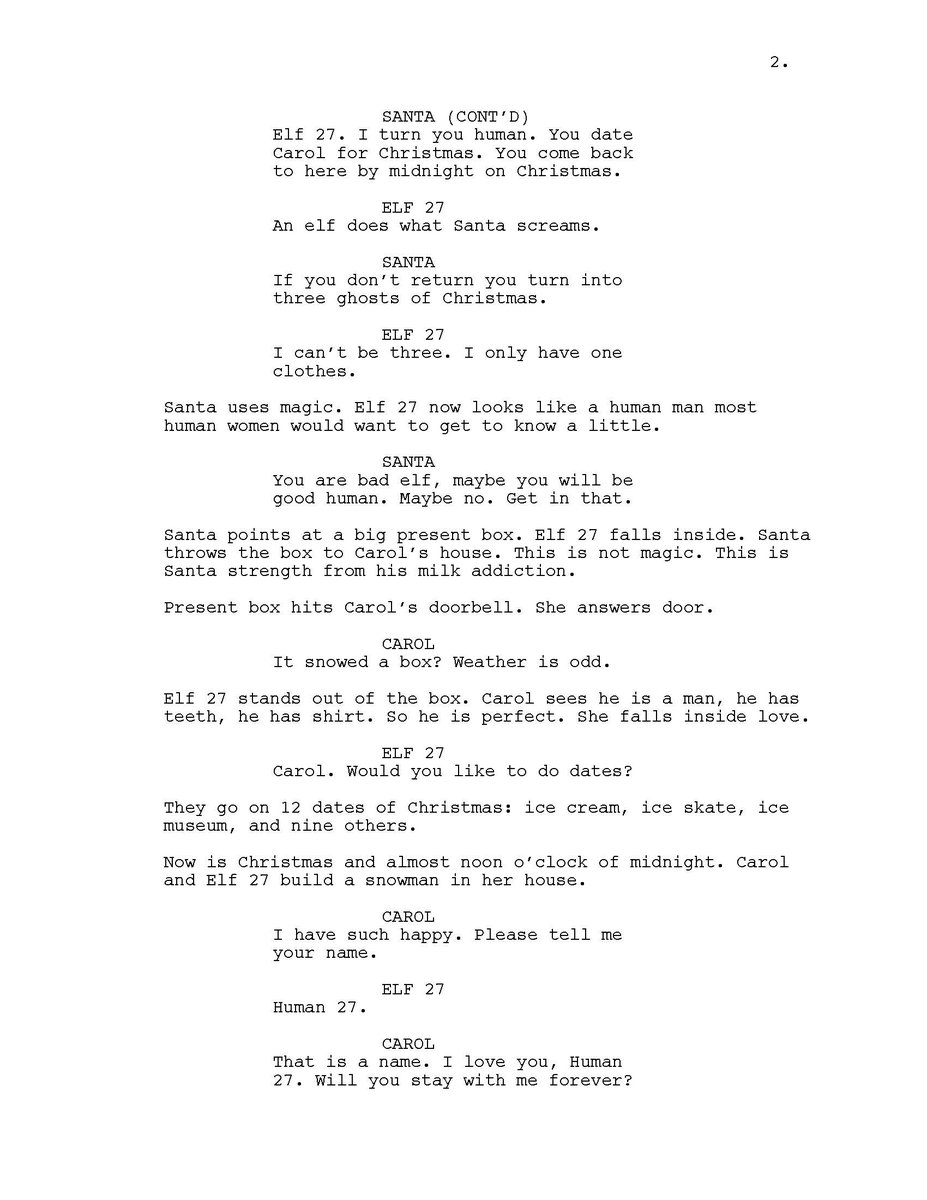 NetflixIsAJoke's tweet photo. We asked @KeatonPatti to force a bot to watch over 1,000 hours of holiday movies and then asked it to write a holiday movie of its own. Here's what it wrote: https://t.co/1swvNdQCGQ