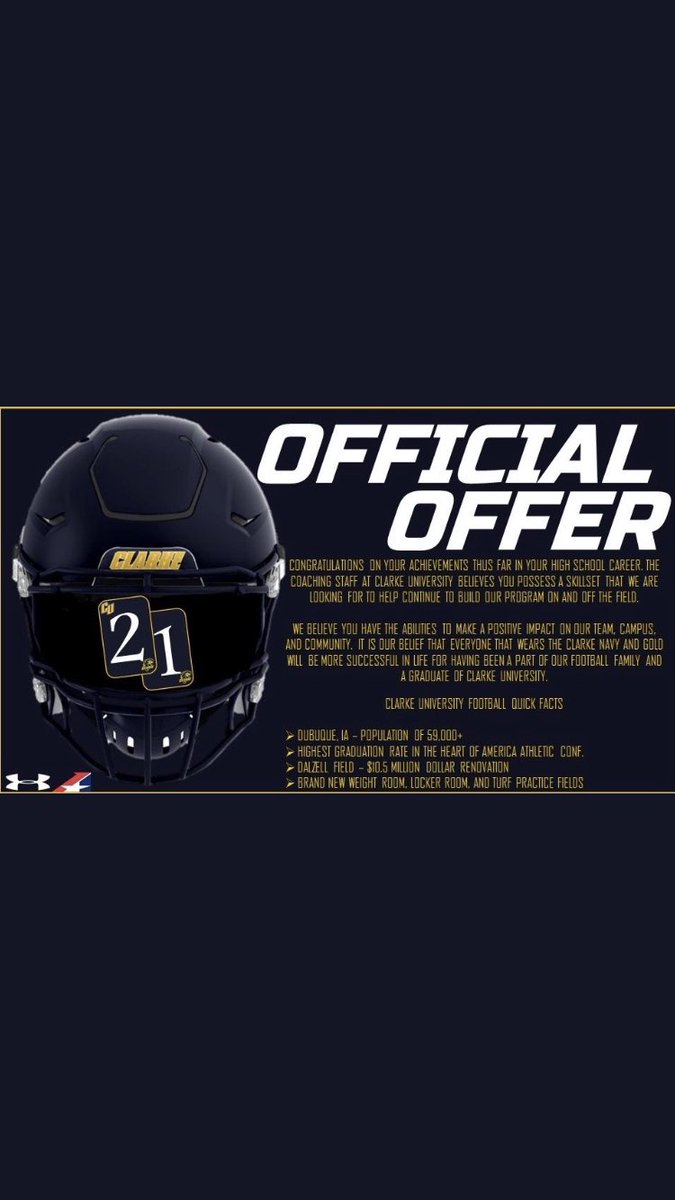 aaryn_j's tweet photo. Blessed to receive a offer from Clarke University ! ๐ค๐ #HallRecruiting @Fhall565Hall https://t.co/g9TQcK2xMH