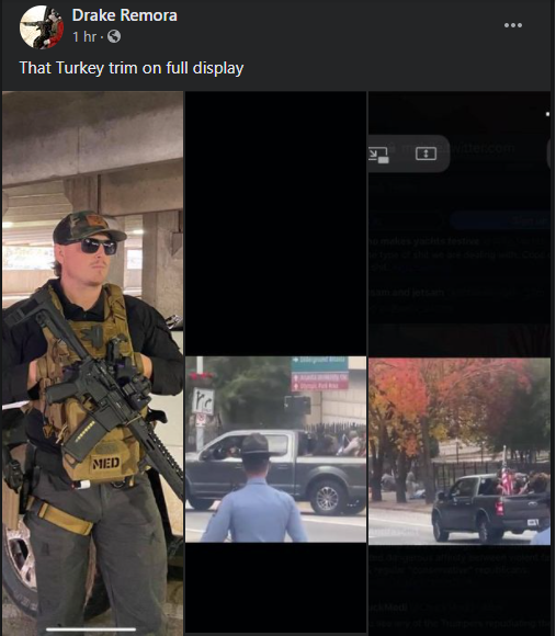 11/ And if you're gonna do all that, don't be like violent goon and Georgia III% Security Force member Justin Daniel Gibson, aka "Operator," and post a bunch of selfies of your unmasked face anyway, along with pictures of you in a militia convoy.