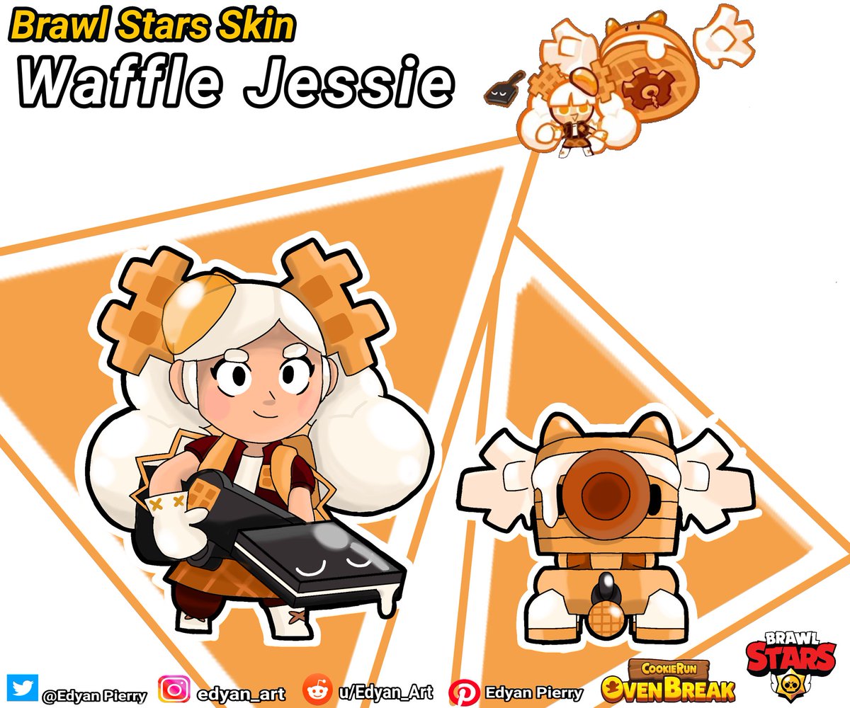 Edyan Art On Twitter Skin For Jessie Brawlstars Based On The Character Waffle Cookie Made By Gedikor From The Game Cookierunovenbreak 쿠키런 Brawlstarsart Brawlart Brawlstarsjessie Brawlstarsskin Brawlstarsfanart Cookierun - jessie brawl stars idea skins