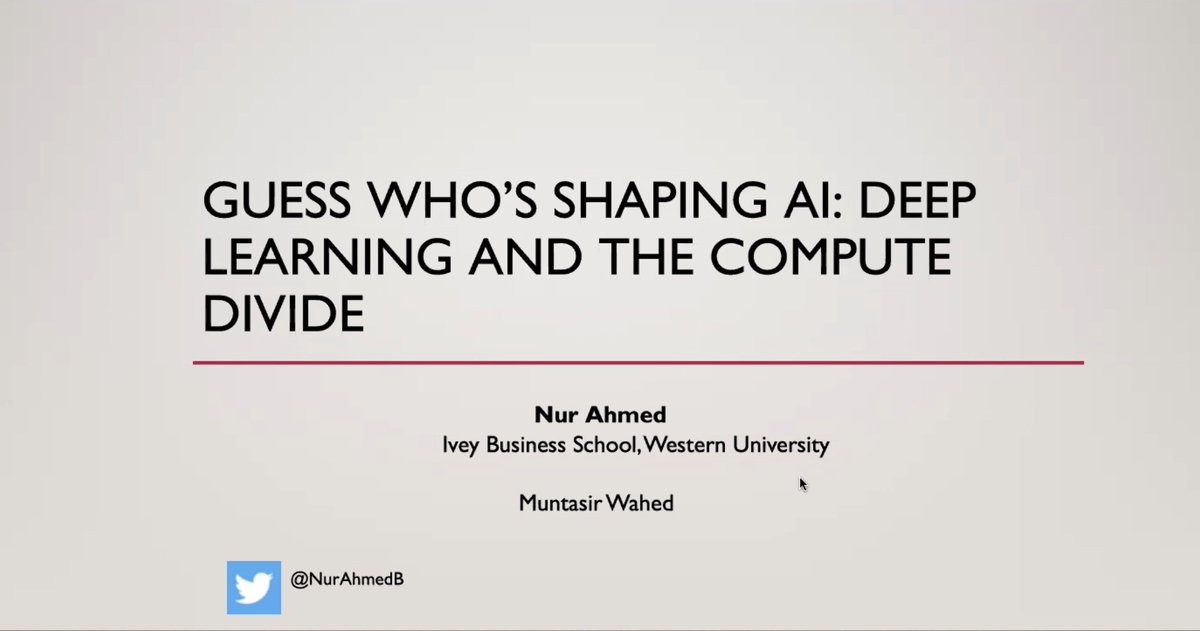 f_poege's tweet image. Who “has” and who “has-not” in #AI research? @NurAhmedB (@WesternU) and Muntasir Wahed (@virginia_tech) document the divide between top universities and firms and all others, calling for concerns about increasing divergence and research direction. #RISE3workshop
