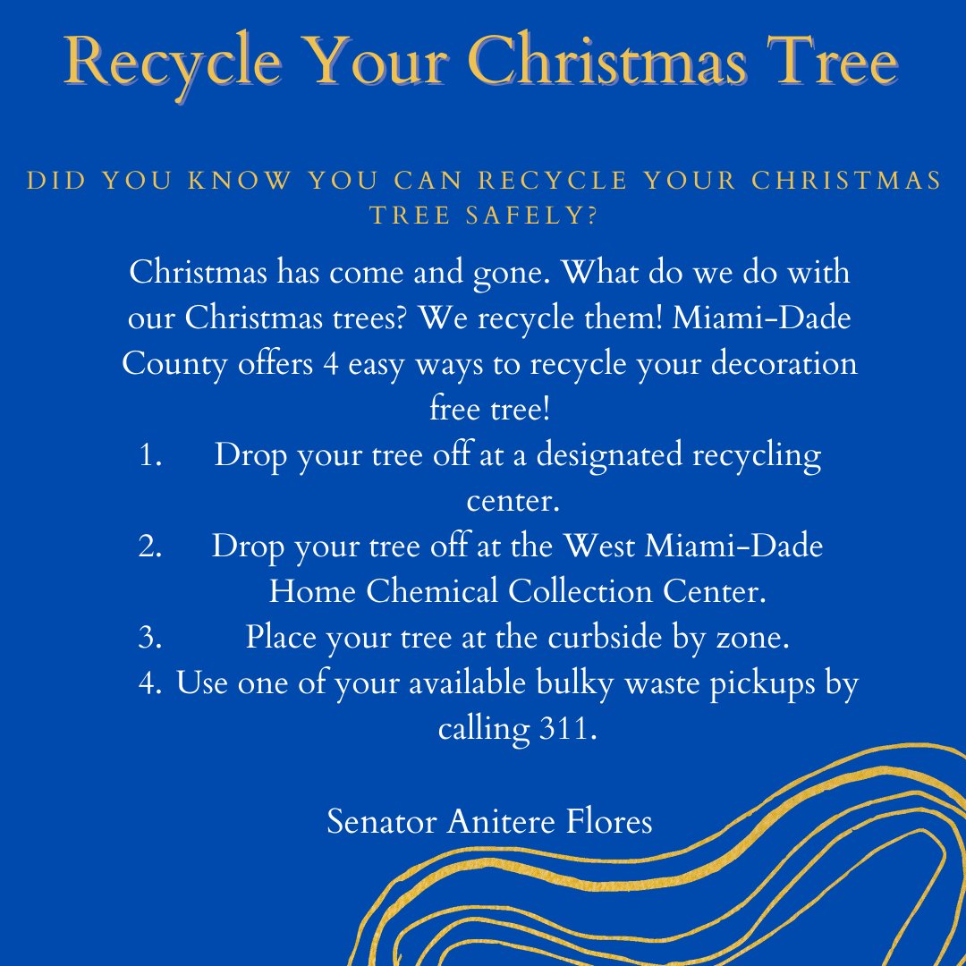 anitere_flores's tweet image. Christmas has come and gone. Now what do we do with our precious trees? Recycle them! bit.ly/3nAHldC 
#recycleyourtrees #recyclingprograms #miamidadecountyrecycles