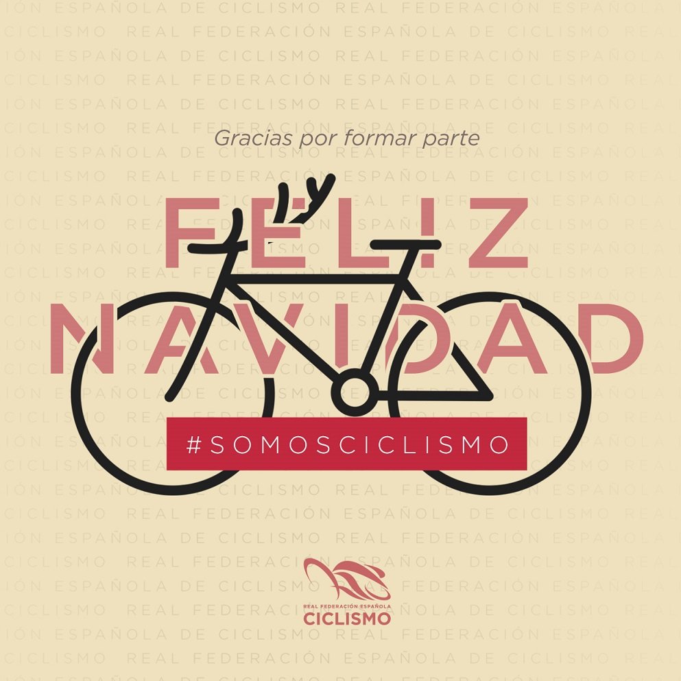 Desde la Real Federación Española de Ciclismo queremos desear a toda la #FamiliaCiclista una Feliz Navidad🧡

#YoSoyCiclista🚴‍♀️ #SomosCiclismo 🚴‍♂️