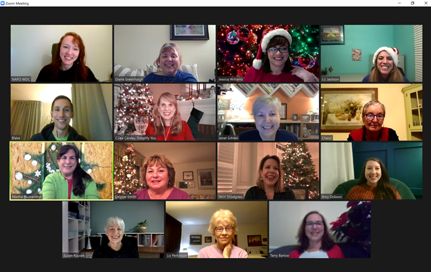 HLDecluttered's tweet photo. Had a great virtual holiday party with my @NAPOWDC (#organizing association) peeps last night. Lots of fun stories. Miss seeing you all in person, but glad we have this technology to connect virtually. @basicorganizer https://t.co/cl36Fs0M4U
