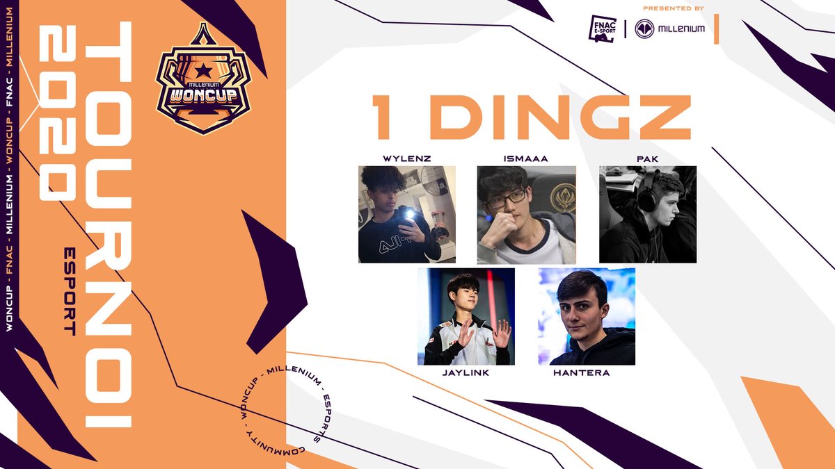 woncup's tweet image. Triomphant lors du second qualifier, l'équipe 1 DINGZ sera également de la partie : 

🤖 @Wylenz_lol
🌲 @ismaa_lol
🧙 @GO_Pakk
🏹 @BDS_Jaylink
🛡️ @Hanteralol 

L'événement sera à suivre en compagnie de @FrostShaD0w, @Hairost &amp;amp; des invités extraordinaires !