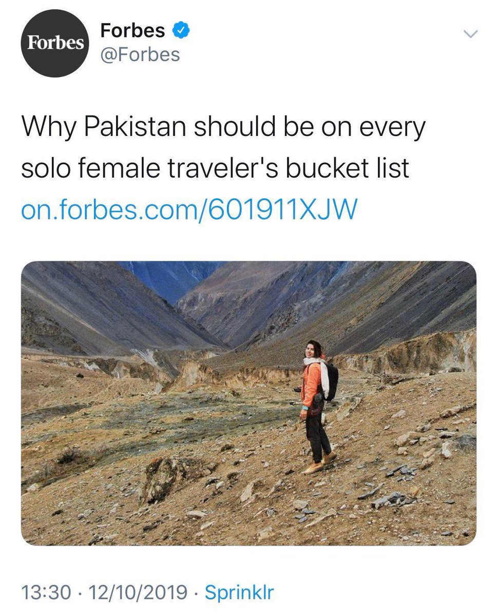 TITANIA’S PREDICTIONS(part 2)On 1 October 2019, I suggested that young women should be encouraged to travel alone in rural Pakistan. On 12 October 2019, Forbes Magazine concurred.