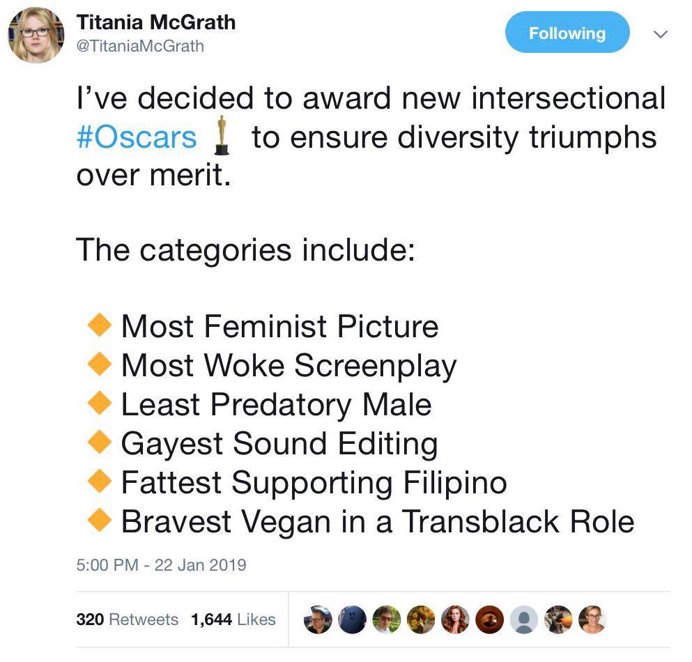 TITANIA’S PREDICTIONS(part 5)On 22 January 2019, I called for the Oscars to prioritise diversity.On 12 June 2020, the Academy concurred.