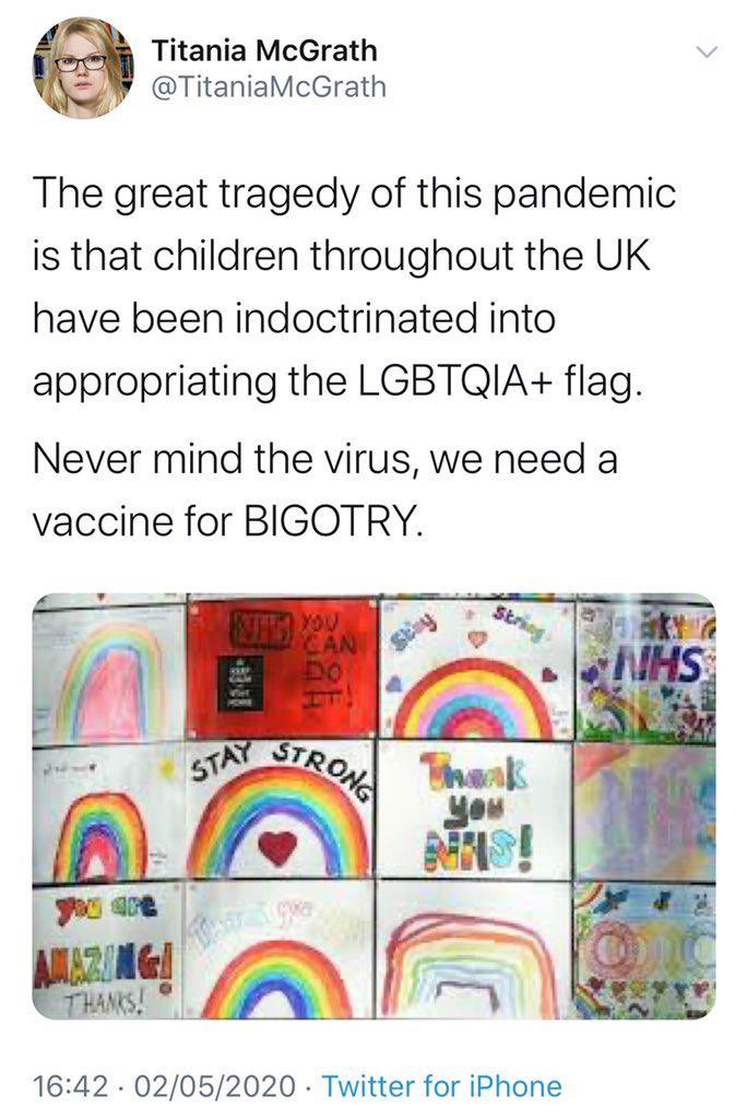 TITANIA’S PREDICTIONS(part 8)On 2 May 2020, I criticised the NHS for appropriating the LGBTQ rainbow flag.On 6 May 2020, Forbes Magazine concurred.