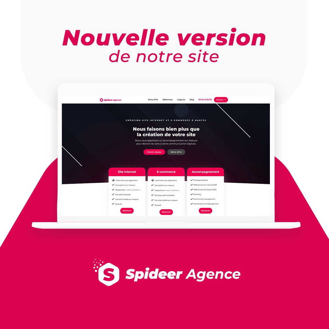 spideeragence's tweet photo. Nouvelle version de notre site ✨  

En cette fin d’année, nous l’avons entièrement revu 🤗

Désormais, vous pouvez y découvrir en détail :
👉 L’agence 
👉 Notre vision
👉 L’accompagnement que nous proposons
👉 Notre blog

https://t.co/um8JUfmM2S
#webagency #digitale #stratup https://t.co/sGozaOsafx
