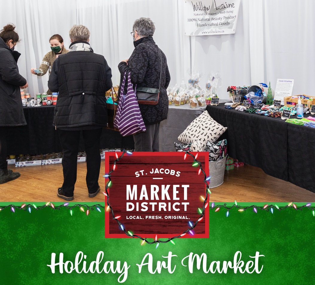 Catch the final weekend of the St. Jacobs Holiday Art Market. Located through the side entrance at the Outlet Mall.  Open to 6 pm today. #Safetravels #buylocal #artisans #stjacobswinter