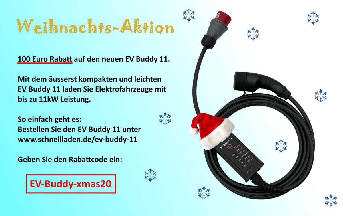 Wer seinem neuen Elektroauto noch etwas schönes unter den 🎄 legen möchte hat jetzt die Gelegenheit dazu 😉
schnellladen.de/ev-buddy-11