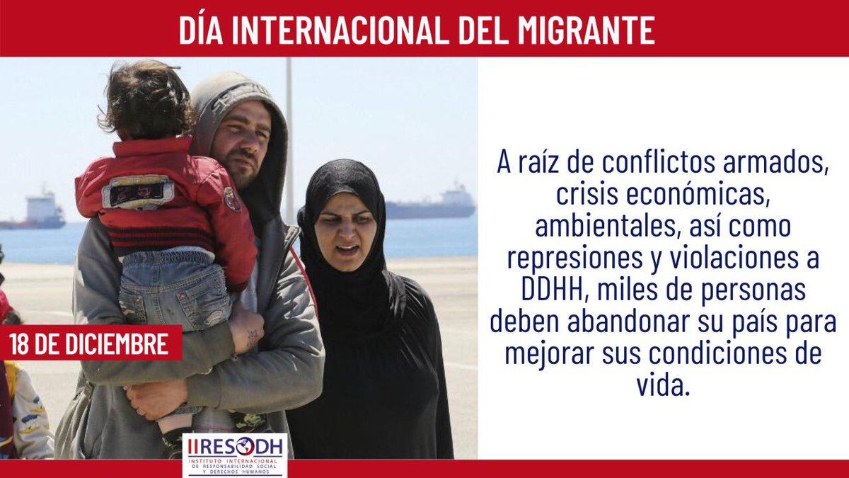 📢El 18 de diciembre la Asamblea General de la #ONU 🇺🇳 instauró el #DiaInternacionalDelMigrante donde conmemoramos la Convención Internacional sobre la protección de los derechos de todos los trabajadores migratorios y de sus familias.

#MigrantsDay 
#MigrarEsUnDerecho