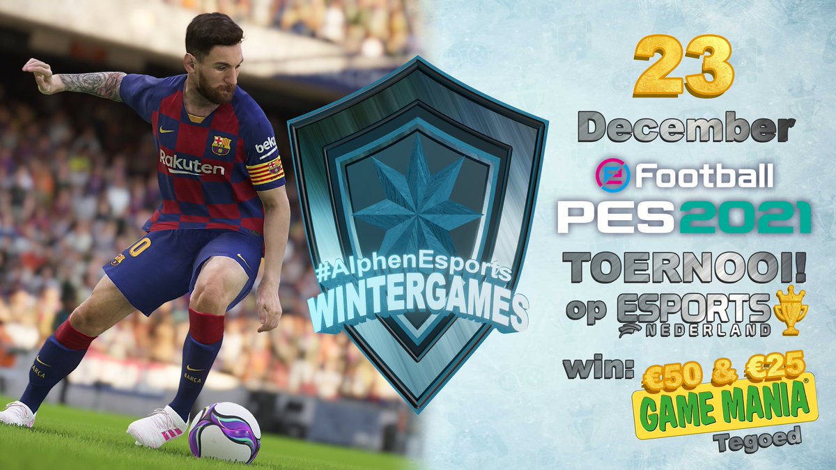 Ben jij de beste eFootballer van Nederland?

Doe dan woensdag 23 december mee met het #AlphenEsports Wintergames PES 2021 toernooi en maak kans op prijzen t.w.v. €75,-

Inschrijven kan via:
esportsnederland.nl/tournament/5fd…