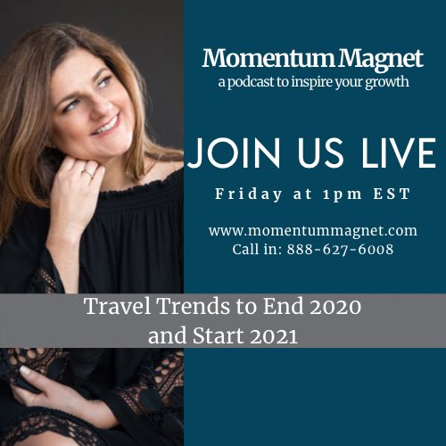 Join me in 1 hour!! Mimi and I will be talking about Travel in 2021. 

mometummagnet.com

#travel #travel2021 #dreamvacation #tripping #marketing #business #podcast #ladyboss #marketingmagnet #momentummagnet