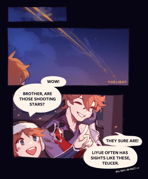 hello have a dumb comic abt Liyue's shooting stars
#GenshinImpact 