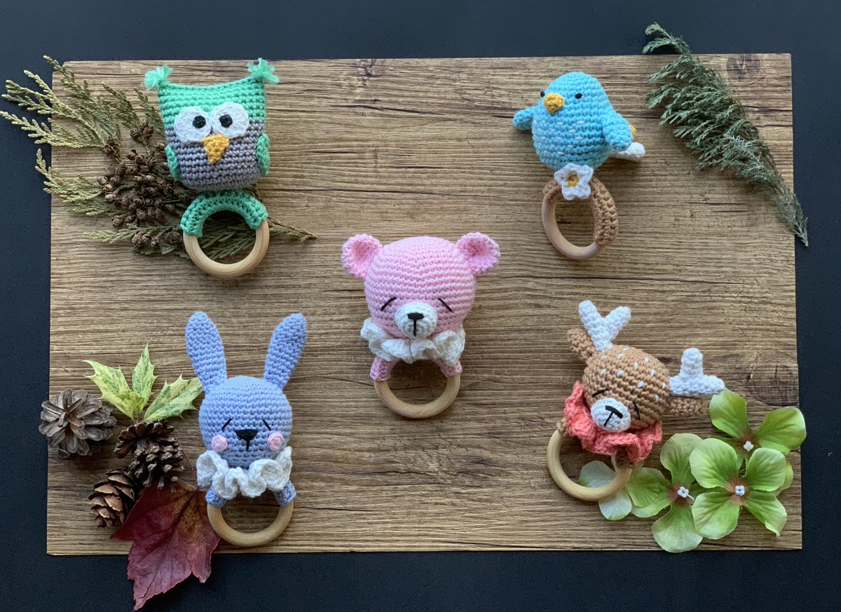ChicYarnDesigns's tweet photo. Our complete Woodland Friends Rattle Collection. All rattles are made with 100% cotton, a wooden ring and rice grains inside the rattle shaker. $25 each (Intended for use under adult supervision only)
#baby #babyshower #babygift #babytoys #rattle #woodlandnursery #woodland #babys https://t.co/K8MTqABCCb